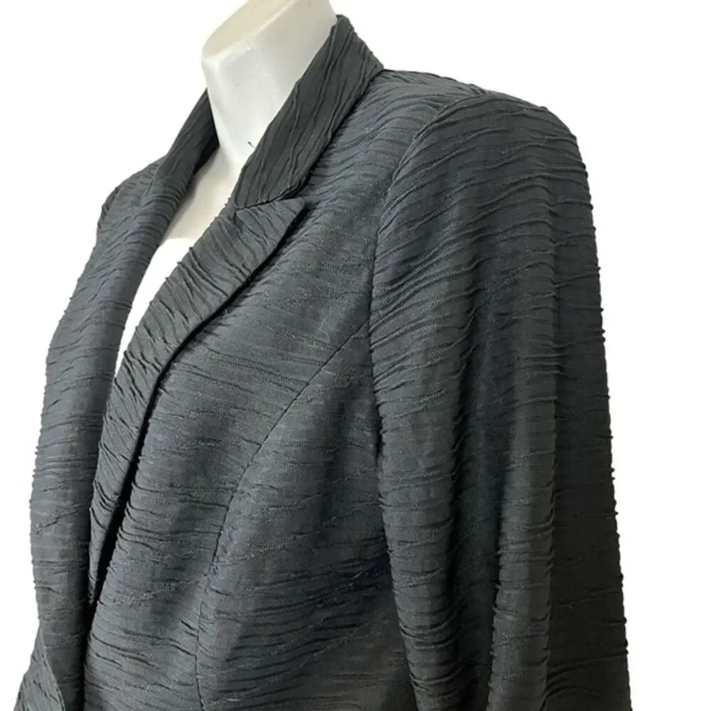 Chicos Black Stretch Knit Lined Suit Jacket Career Office 3/4 Sleeve Blazer 0 S